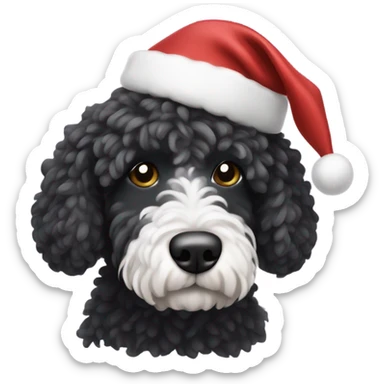 Portuguese ￼Water dog with a Christmas hat  sticker