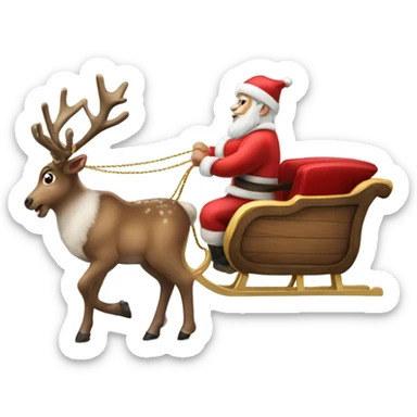 Real Reindeer pulling a sleigh for Santa sticker