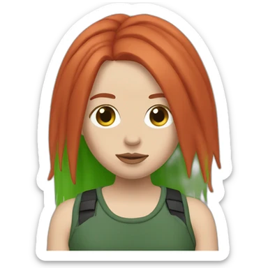 billie eilish with red hair and green roots sticker