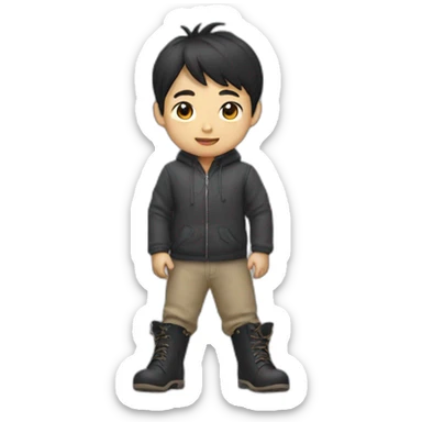 Asian boy wearing pointy boots sticker