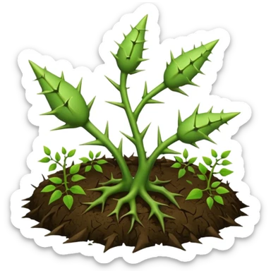 green thorns sprouting from the ground like vines sticker