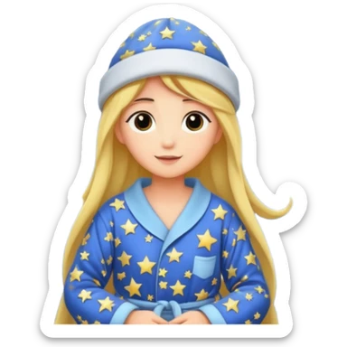 moon wearing oversized pajama hat tangled in stars sticker