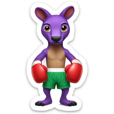 purple kangaroo wearing red boxing gloves and green boxing shorts  sticker
