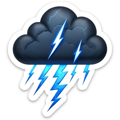 black cloud with blue lightning sticker