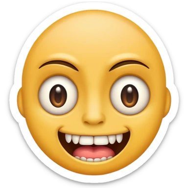 Ugly emoji face, eyes far apart, buck teeth sticker