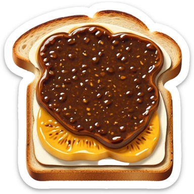 Vegemite on Toast Cinematic Realistic Vegemite on Toast Dish Emoji, depicted as a toasted slice of bread generously spread with Vegemite, rendered with warm textures and crisp details that capture its uniquely Australian flavor. sticker