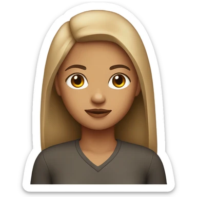 Girl with light brown skin with long wolf cut sticker