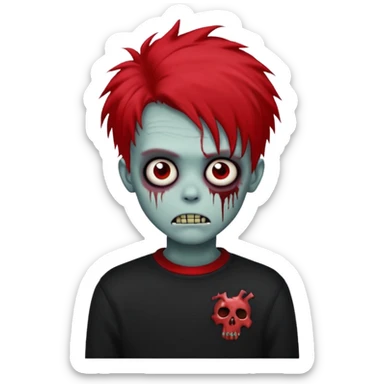 emo zombie boy largue hair red with black sweater  sticker