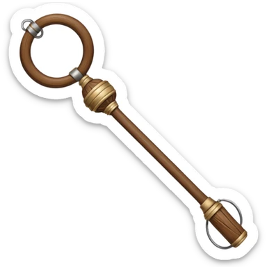 Wooden monk’s staff with metal rings at top. sticker