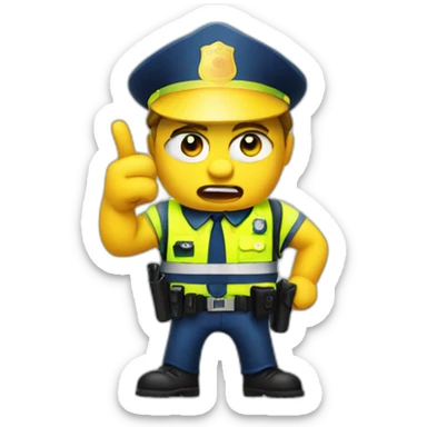angry police with yellow vest point finger up sticker