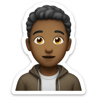 boy thinking with her hand close to her face show full body sticker