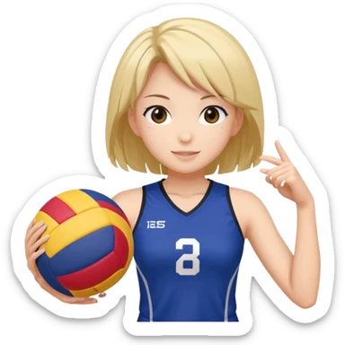volleyball player, anime girl, with volleyball ball sticker