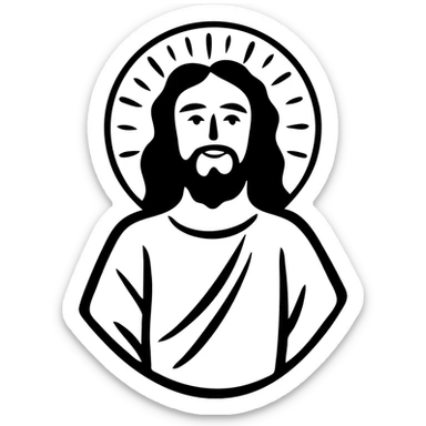 Jesus Christ figure with long hair and beard, wearing robes sticker