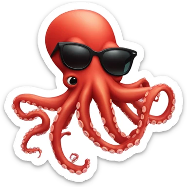 red cartoon octopus with black sunglasses sticker