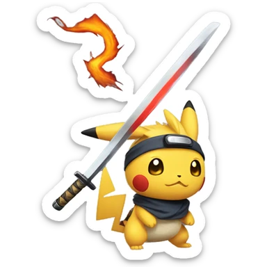 pokemon with a katana and naruto headband sticker