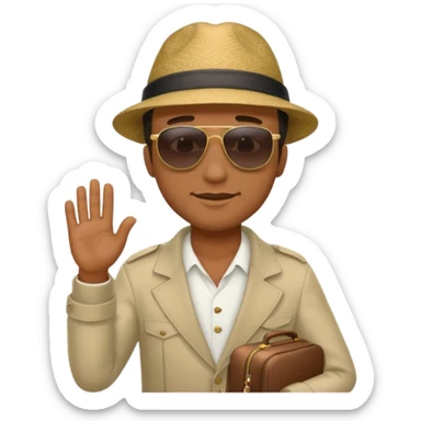 Visage homme créole réunionnais avec chapeau arrive avion sticker