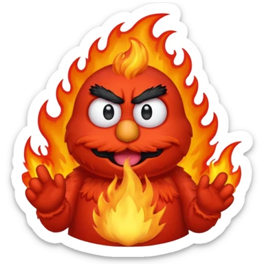 Elmo angry surrounded by fire sticker