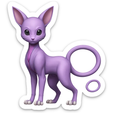 Pastel dull greyish anthropomorphic digitigrade Beerus-Mewtwo-Venom-Espurr-fusion-animal-ET-species-creature, full body  sticker