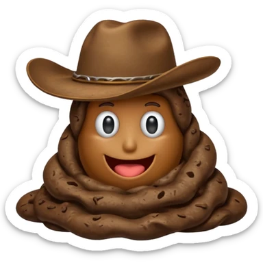 Poop with cowboy hat sticker