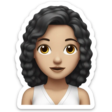 white girl with dark hair on spa sticker