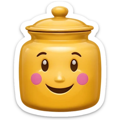 Cookie jar with cartoon face and smile sticker