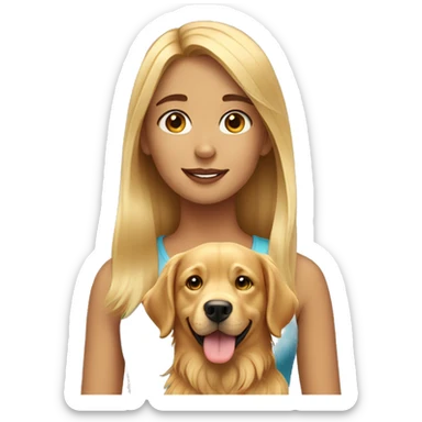 Girl with golden retriever  sticker