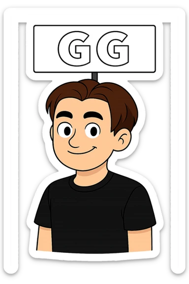 Add a signboard with the text 'GG' on it. The background should be transparent. sticker