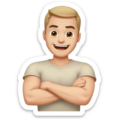 arms crossed around neck angry laughing guy sticker