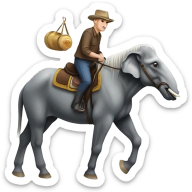 A horse riding an elephant sticker