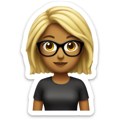 chica con pelo negro y gafas  sticker