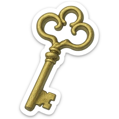 realistic fantasy key, natural colors, soft, fairy-like atmosphere, no background, square size sticker