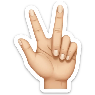 hand with rock symbol with the middle and index finger crossing over, middle behind index sticker