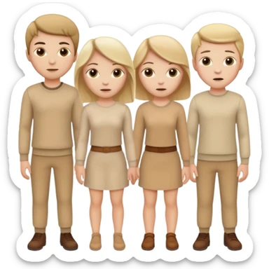 4 white girls and 2 white boys in beige clothes sticker