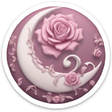 crescent damask moon with roses sticker