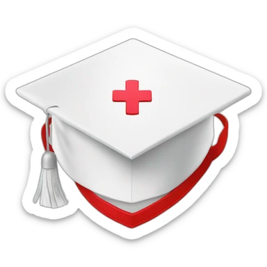 White Student cap with red medical cross  sticker