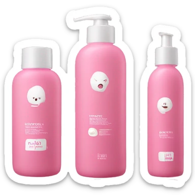 set of 4 pink skin care bottles of various heights sticker