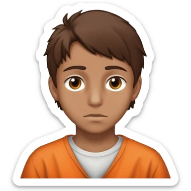 teen boy with brown eyes and hair hair in jail sticker