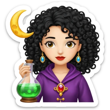 latina moon alchemist woman curly black hair potion sticker