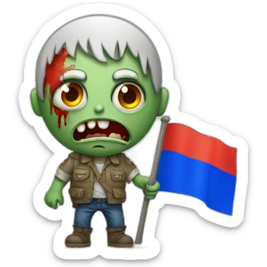 zombie with russian flag and "Z" sticker