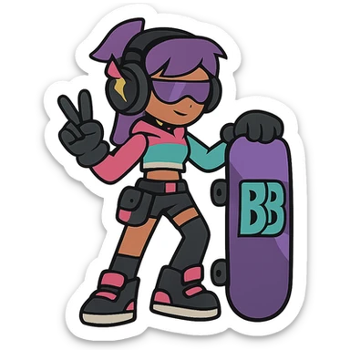 flat toon style bb trickz character sticker