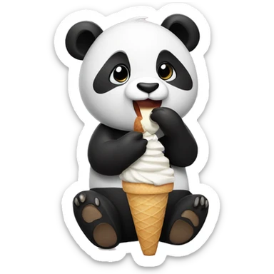 Panda eating ice cream sticker
