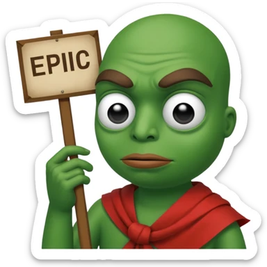 Pepe holding a sign says blame epiic sticker