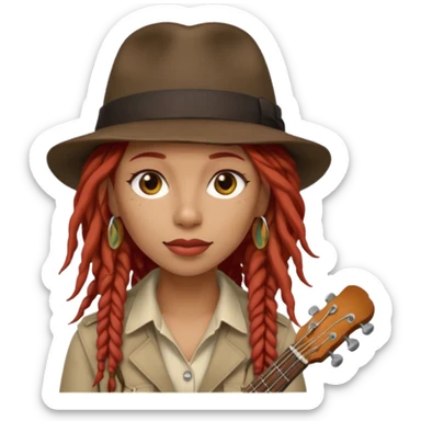 female red haired Musician with dreadlocks and fedora sticker