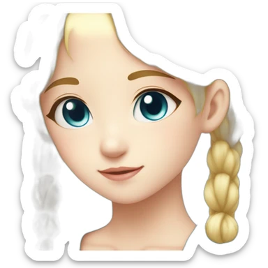 kawaii Japanese anime-inspired young girl with radiant golden blonde hair tied in a ponytail and mesmerizing azure eyes sticker