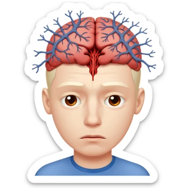 A guy thinking very hard with vaines popping out hits head sticker