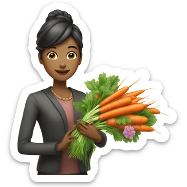 elegant person gifting carrots insteasd of flowers sticker