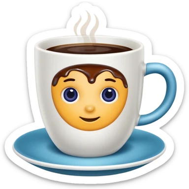 Slow brew coffee with blueberry design in a turkis white cup faceless sticker