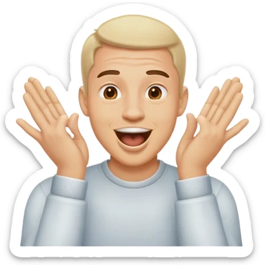 A man who puts his two hands to his mouth and opens his mouth with those hands and laughs
 sticker