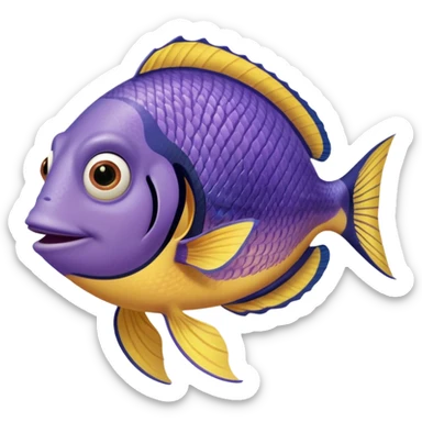 gurgle in finding nemo movie tall thin purple and yellow fish  sticker