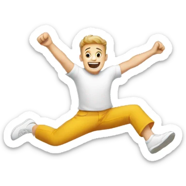 a white man jumping celebrating sticker